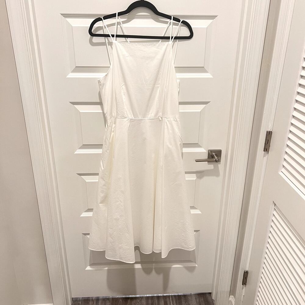 Joie White Cotton A-Line Midi Dress US 12 Strappy Back Summer Bridal Shower
